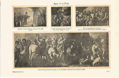 LAMINA ESPASA 12639: Moises haciendo brotar las aguas por Luini Tintoretto Roelas y Murillo