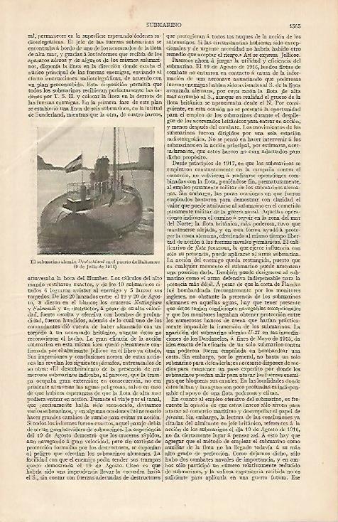 LAMINA ESPASA 7355: Submarino aleman Deitschland. 1916