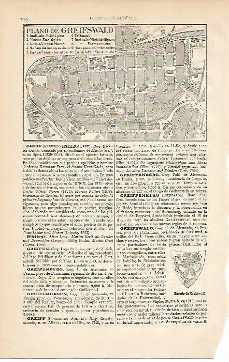 LAMINA ESPASA Alemania 2202: Plano de Greifswald Alemania