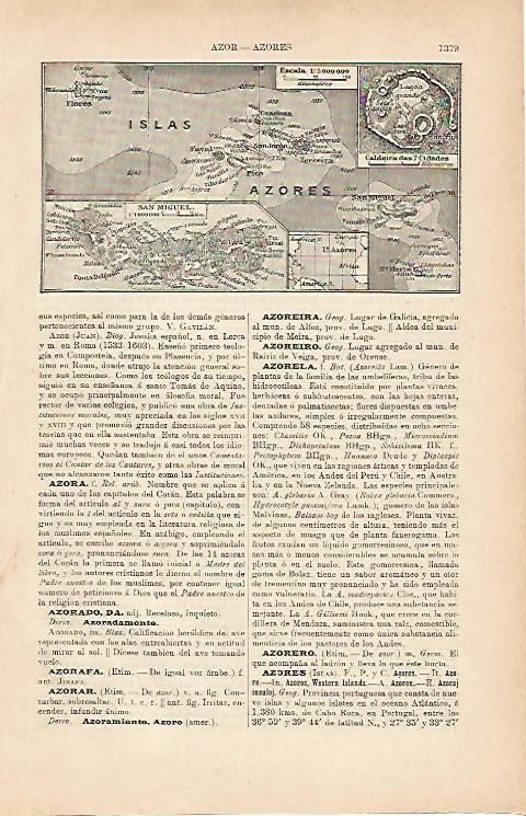 LAMINA ESPASA 7188: Mapa de las Islas Azores