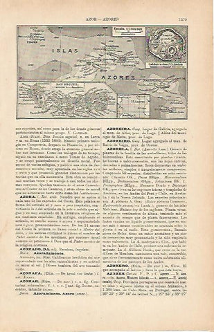 LAMINA ESPASA 7188: Mapa de las Islas Azores