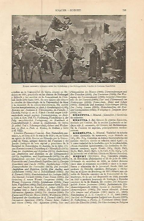 LAMINA ESPASA 9276: Primer encuentro entre los Habsburgo y los Hohenzollern cuadro de Knackfuss
