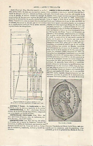LAMINA ESPASA 12749: Retrato de Juan de Arfe y proyecto para la custodia de Avila