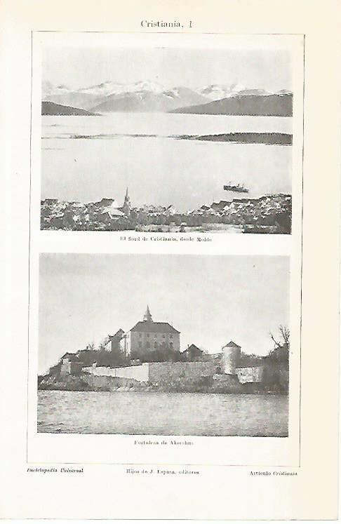 LAMINA ESPASA 14214: Vistas del fiordo de Cristiania Noruega