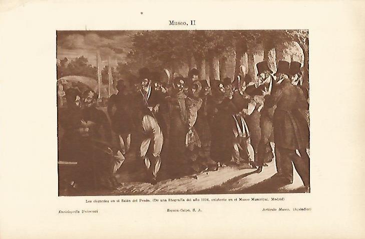 LAMINA ESPASA 4947: Los elegantes en el Salon del Prado. Litografia de 1826