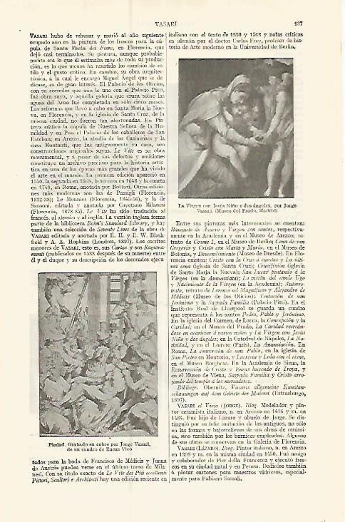 LAMINA ESPASA 17337: La Virgen con el Niño y Piedad de Vasari