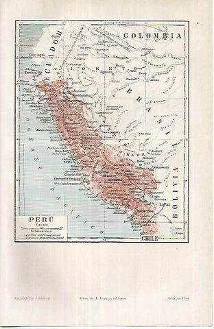 LAMINA ESPASA 18064: Mapa de Peru