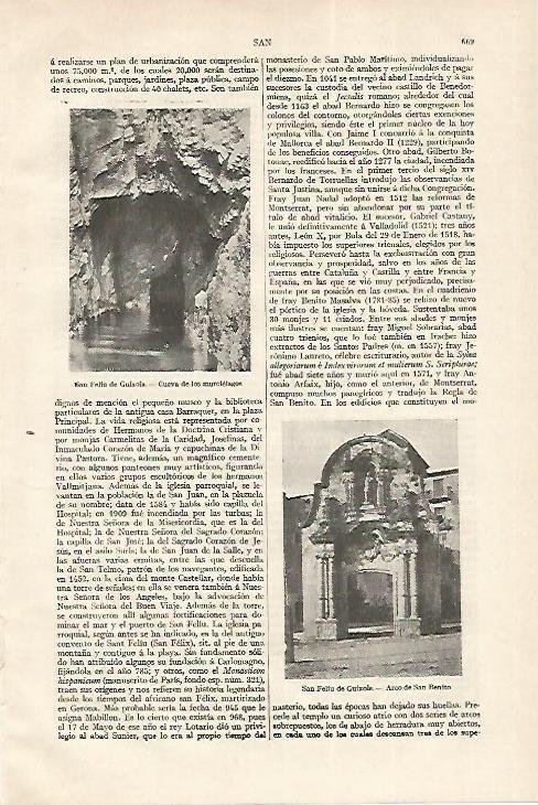 LAMINA ESPASA 18280: Cueva de los Murcielagos en Sant Feliu de Guixols