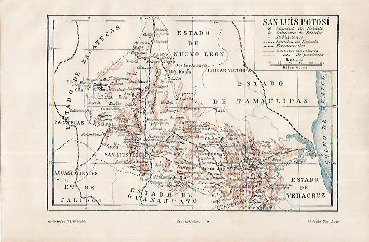 LAMINA ESPASA 18333: Mapa de San Luis Potosi