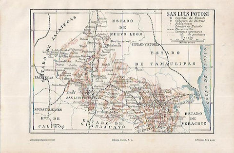 LAMINA ESPASA 18333: Mapa de San Luis Potosi
