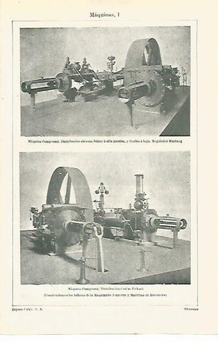 LAMINA ESPASA 18712: Maquina Compound hechas en La Maquinista de Barcelona