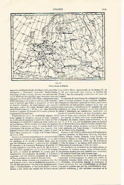 LAMINA ESPASA 19121: Lineas aereas en Europa