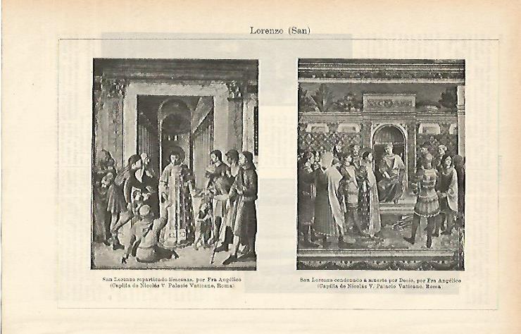 LAMINA ESPASA 1875: Cuadros de San Lorenzo por Fra Angelico