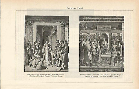 LAMINA ESPASA 1875: Cuadros de San Lorenzo por Fra Angelico