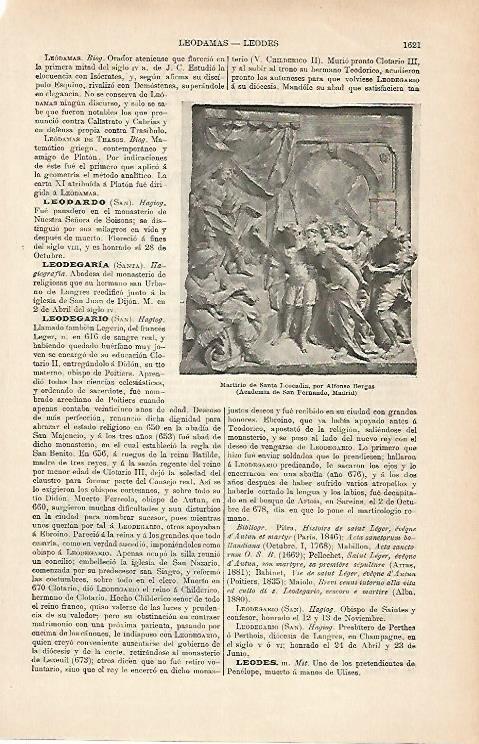 LAMINA ESPASA 9154: Martirio de Santa Leocadia por Alfonso Bergas