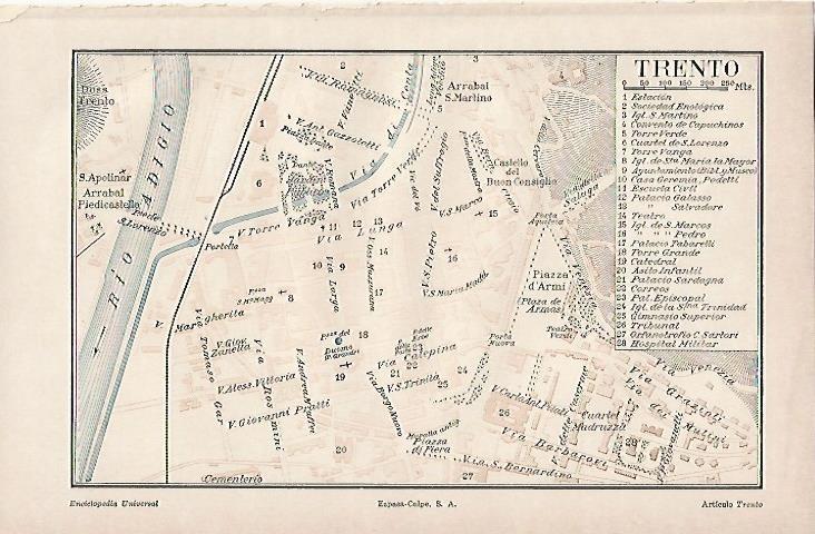 LAMINA ESPASA 843: Mapa de Trento Italia