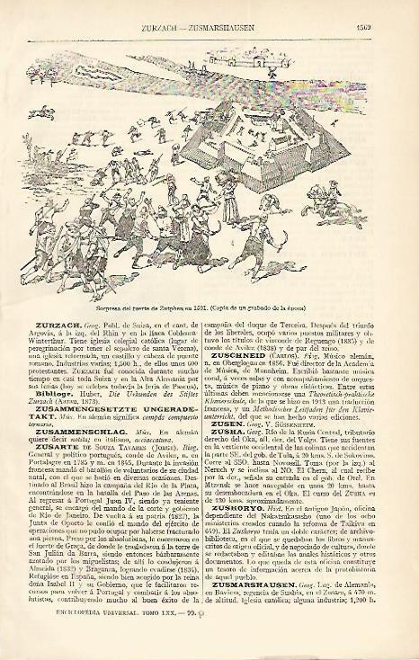 LAMINA ESPASA 1686: Sorpresa del fuerte de Zutphen en 1591