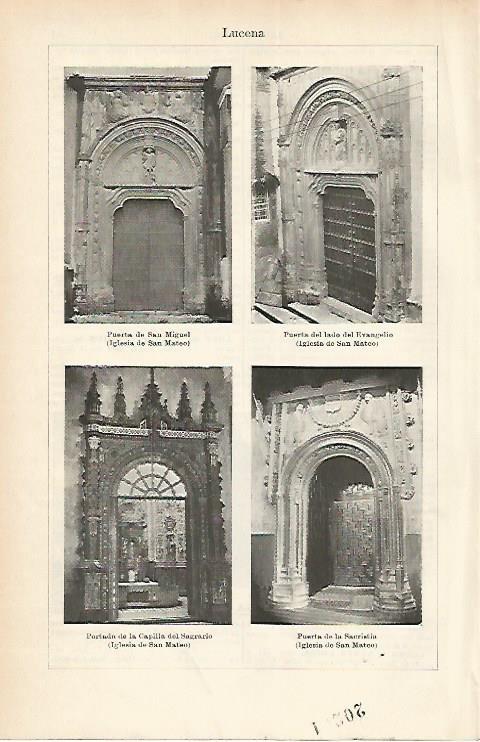 LAMINA ESPASA 1833: Puertas de Lucena Cordoba