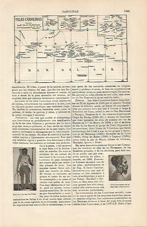 LAMINA ESPASA 4354: Mapa de las Islas Carolinas