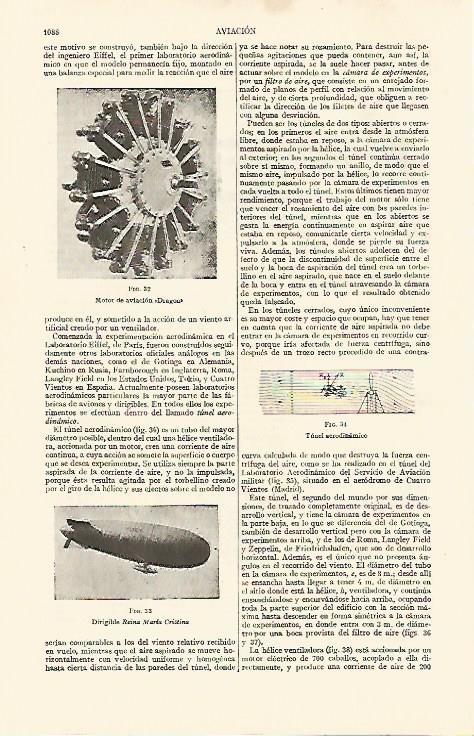 LAMINA ESPASA 10920: Motor de aviacion Dragon y dirigible Reina Maria Cristina