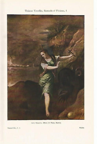 LAMINA ESPASA 1236: Santa Margarita obra de Tiziano
