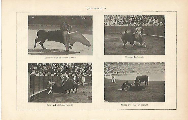 LAMINA ESPASA 5780: Pases de tauromaquia por Chicuelo Joselito y Vicente Barrera