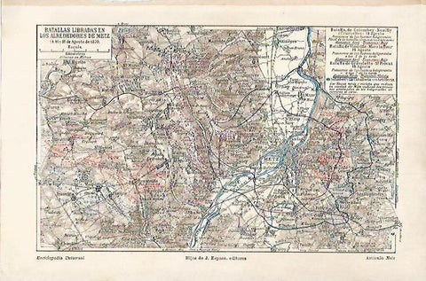 LAMINA ESPASA 17906: Mapa de las batallas libradas en Metz