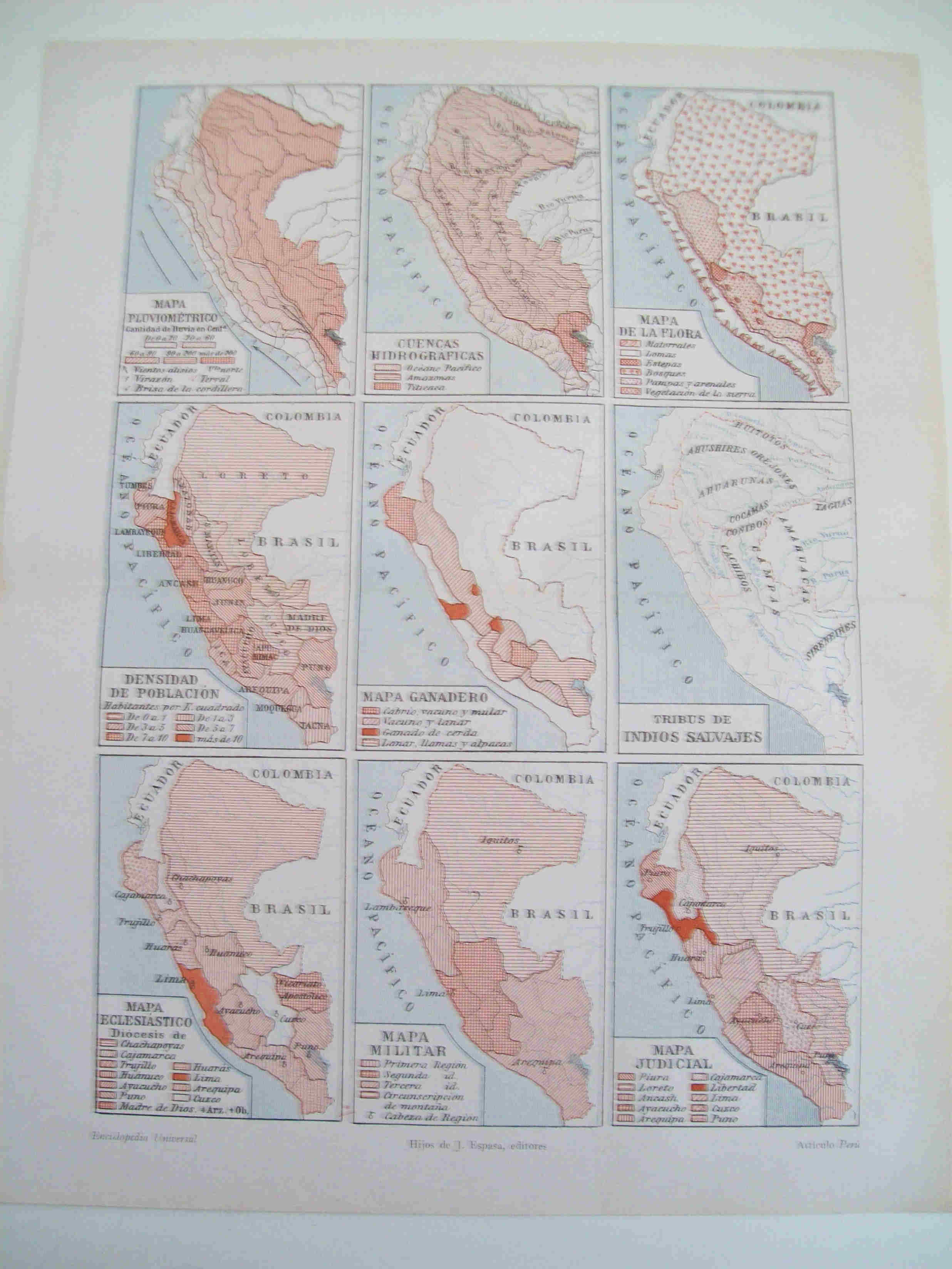 LAMINA ESPASA 18071: Mapas de Peru