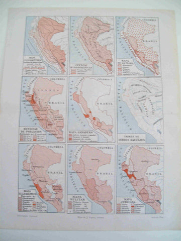 LAMINA ESPASA 18071: Mapas de Peru