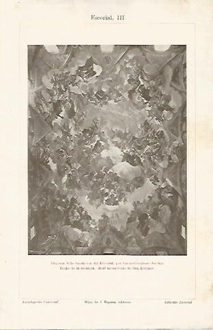LAMINA ESPASA 18904: Fresco de Giordano en El Escorial