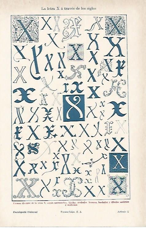 LAMINA ESPASA 1591: La letra X a traves de los siglos