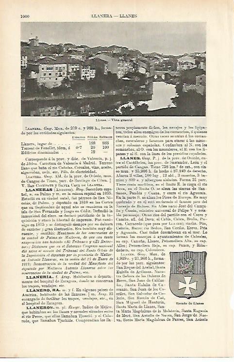 LAMINA ESPASA 1762: Vista general de Llanes Asturias