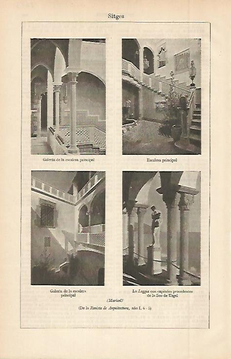 LAMINA ESPASA 2643: Interior de Maricel en Sitges Barcelona