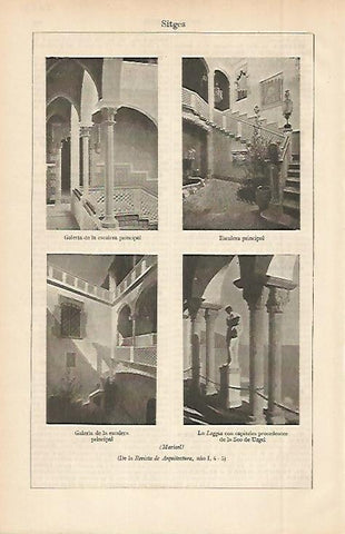 LAMINA ESPASA 2643: Interior de Maricel en Sitges Barcelona