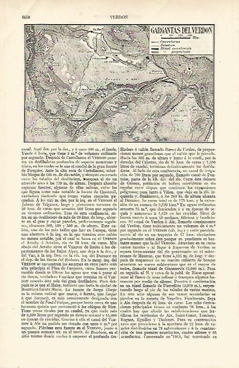 LAMINA ESPASA 6067: Mapa de las Gargantas del Verdon Francia