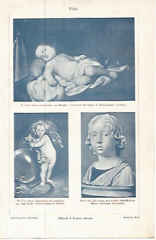 LAMINA ESPASA 9490: El Niño Jesus por Murillo Van Dyck y della Robbia