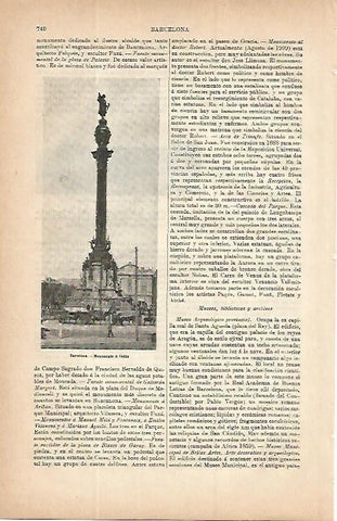 LAMINA ESPASA 9767: Monumento a Colon en Barcelona