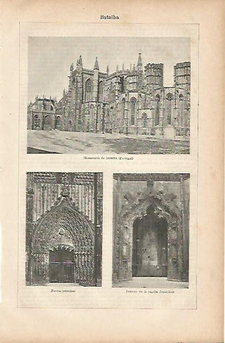 LAMINA ESPASA 9825: Vistas del Monasterio de Batalha Portugal