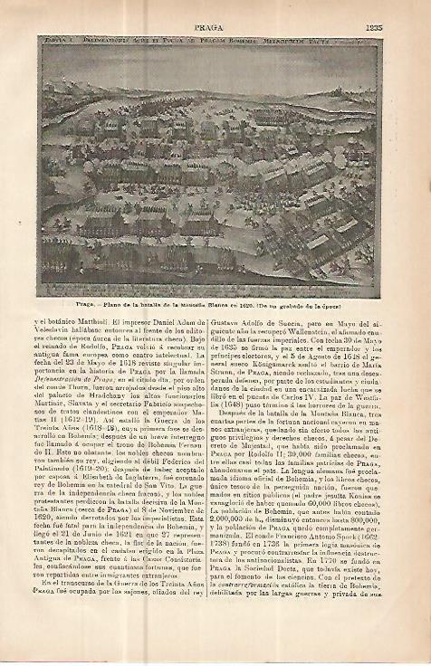 LAMINA ESPASA 10646: Plano de la batalla de la Montaña Blanca en 1620