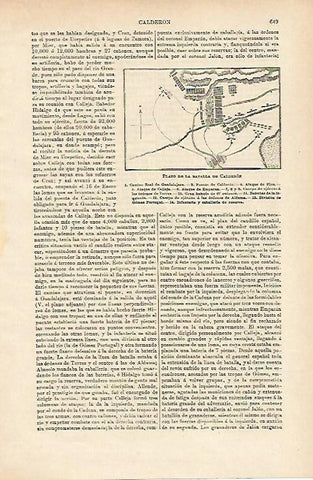 LAMINA ESPASA 14715: Plano de la Batalla de Calderon 1810