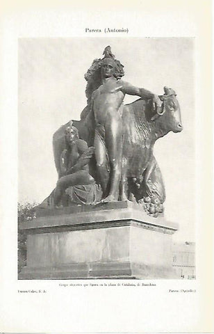 LAMINA ESPASA 2850: Escultura de la Plaza Cataluña de Barcelona obra de Antonio Parera