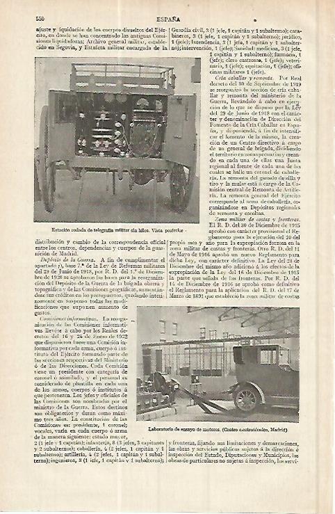 LAMINA ESPASA 17231: Estacion rodada de telegrafia militar