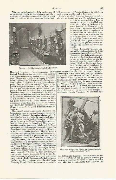 LAMINA ESPASA 17472: Sala Contarini en la Real Academia de Venecia