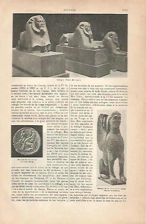 LAMINA ESPASA 18971: Esfinges del Museo de El Cairo
