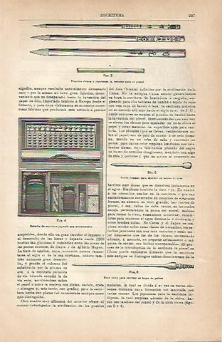 LAMINA ESPASA 18909: Utensilios de escritura chinos y japoneses
