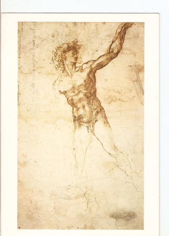 Postal 021966 : Sutdio di figura virile, Michelangelo