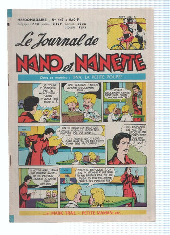 LE JOURNAL DE NANO ET NANETTE, Numero 447: TINA, la petie poupee (Chateaudun 1965)
