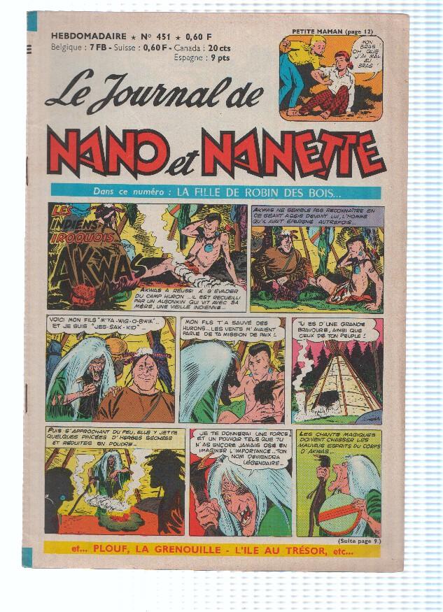LE JOURNAL DE NANO ET NANETTE, Numero 451: La Fille de Robin des Bois (Chateaudun 1965)