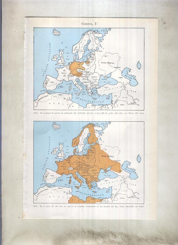 Lamina 131: 4 reproducciones mapas situacion europa en la segunda guerra mundial