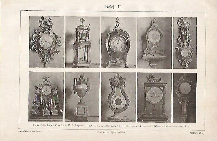 LAMINA ESPASA 999: Relojes de diferentes estilos